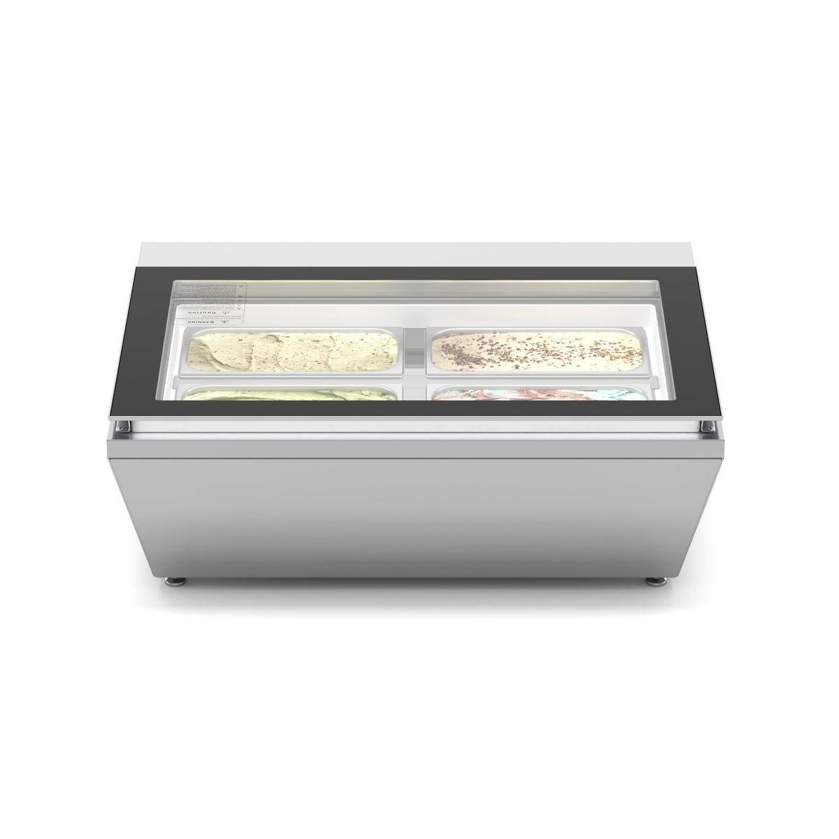 Koolmore Amz1-Gcdf-4P 31 In. Countertop Ice Cream Display Case With 4 Pans And Glass Sneeze Guard In Stainless-Steel