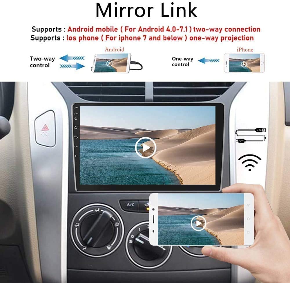 10.1Inch 2.5D Hd Double Din Car Stereo Radio Receiver, Android Touch Screen Mp5 Multimedia, Support Gps Navigation Bluetooth Fm