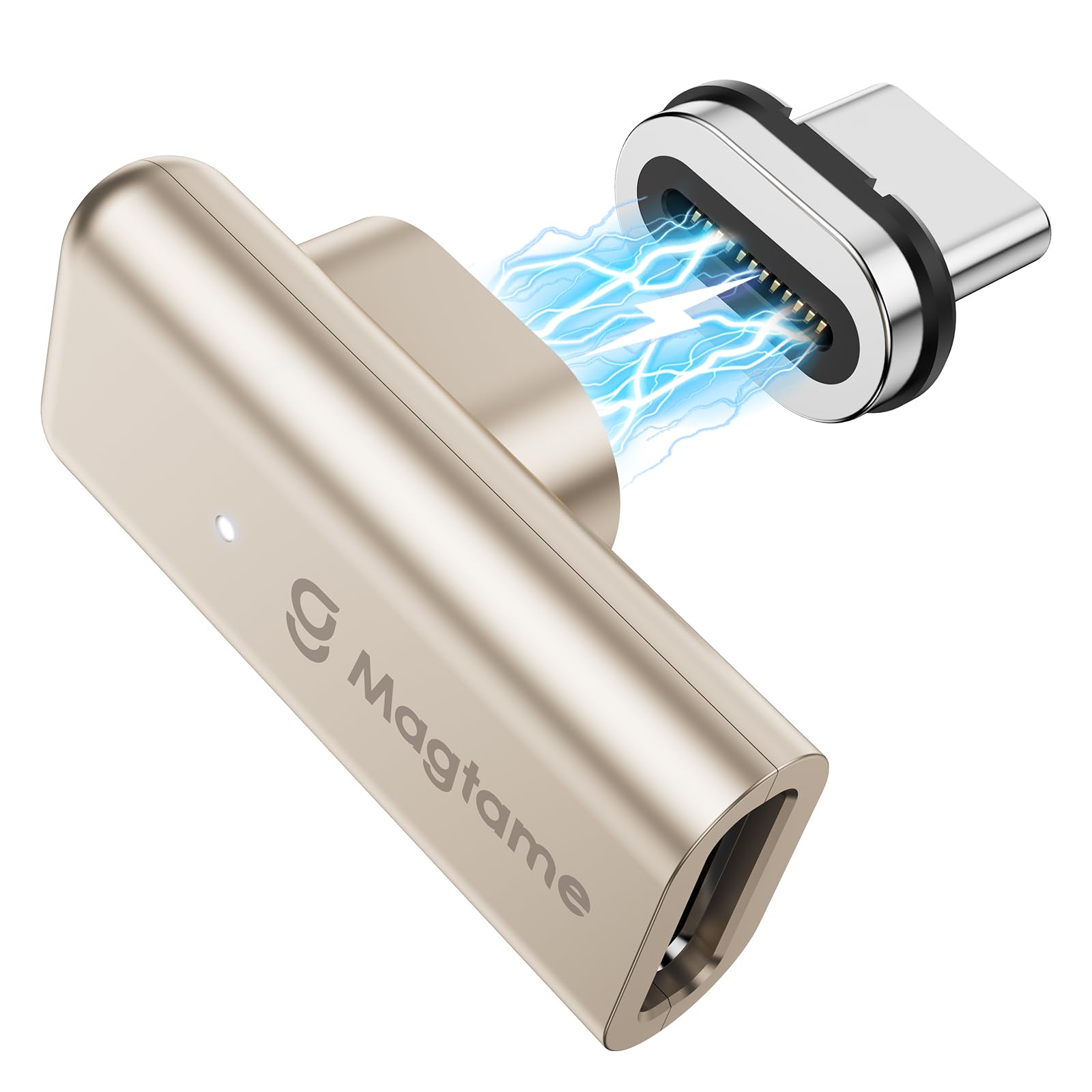 Magtame 240W Magnetic Usb C Male To Usb C Female Adapter 90 Degree Right Angle, 24Pin Type C Adapter Extender, 40Gbps 4K Video F