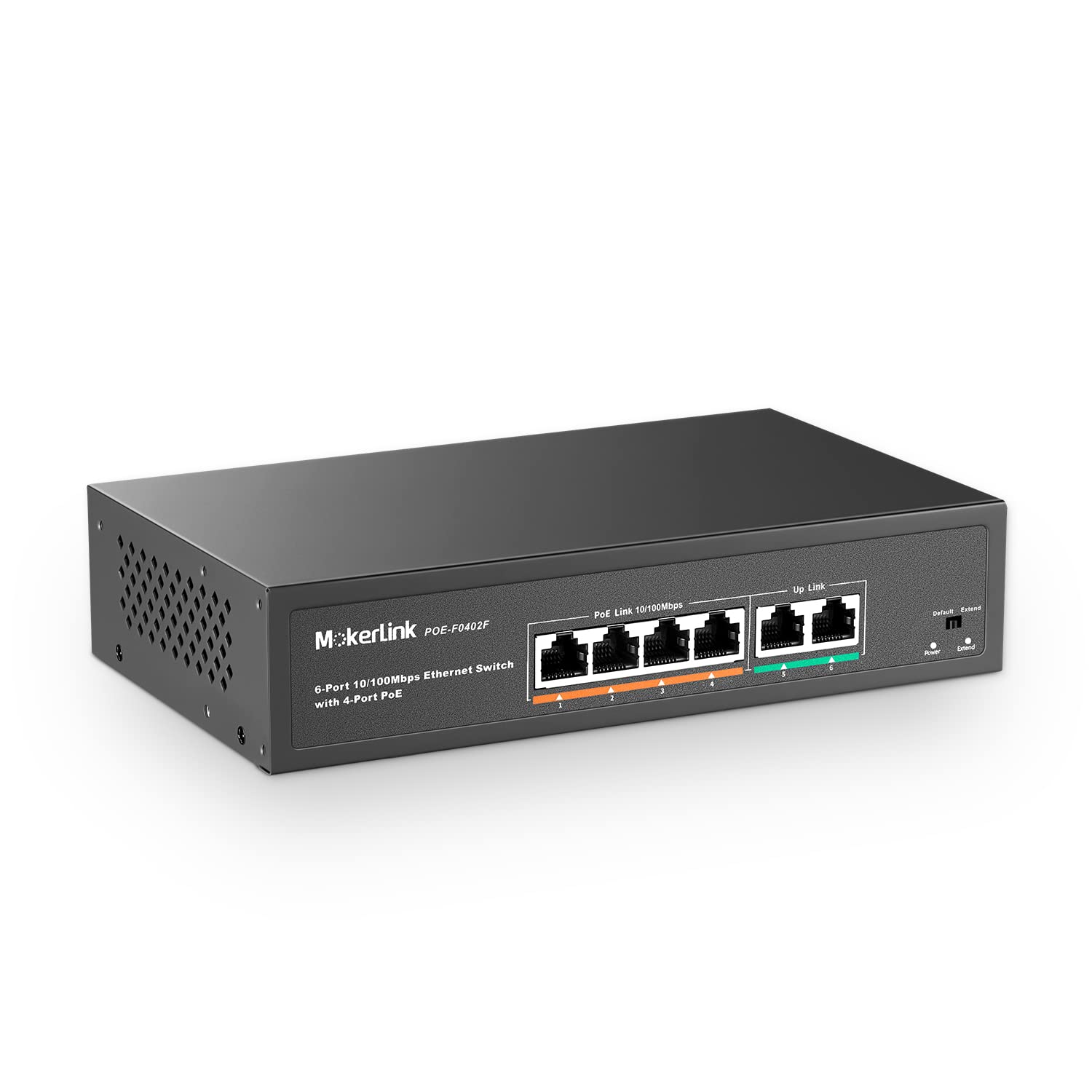 Mokerlink 6 Port Poe Switch With 4 Ports Poe+, 2 Fast Ethernet Uplink, 10/100Mbps, 78W High Power, Support Ieee802.3Af/At, Fanle