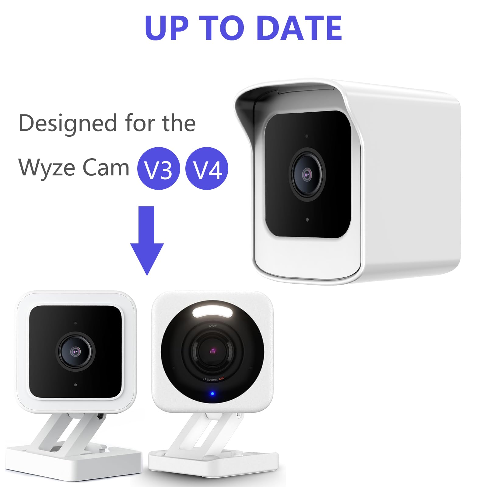 Pef Mount For All New Wyze Cam V4 And V3, Weatherproof Protective Cover And 360 Degree Adjustable Wall Mount Solid Housing For Wyze V4 And V3 Outdoor Indoor Smart Home Camera System (White, 1 Pack)
