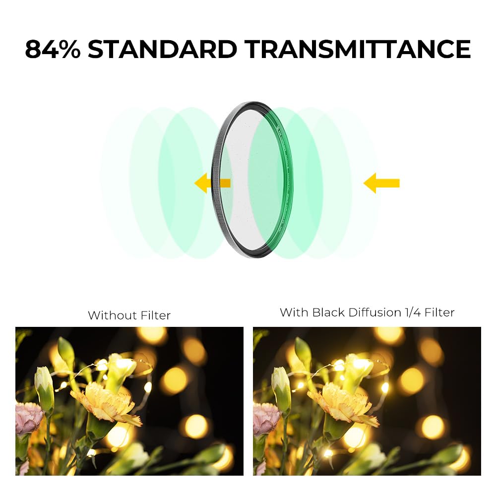 K&F Concept 67Mm Magnetic Black Diffusion 1/4 Mist Cinematic Effect Filters + Magnetic Basic Ring + Lens Cap Kit With 28 Multi L