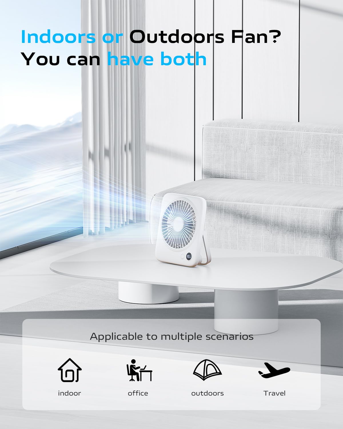 Otlonpe Personal Rechargeable Portable Desk Fan, 4000Mah Small Battery Operated Portable Fans For Travel Sleeping Bedroom Office