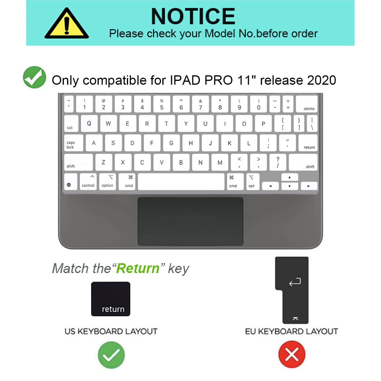 Silicone Keyboard Cover Keyboard Skin For Ipad Pro 11 Inch Magic Keyboard(4Nd Generation) Keyboard Protector (White)