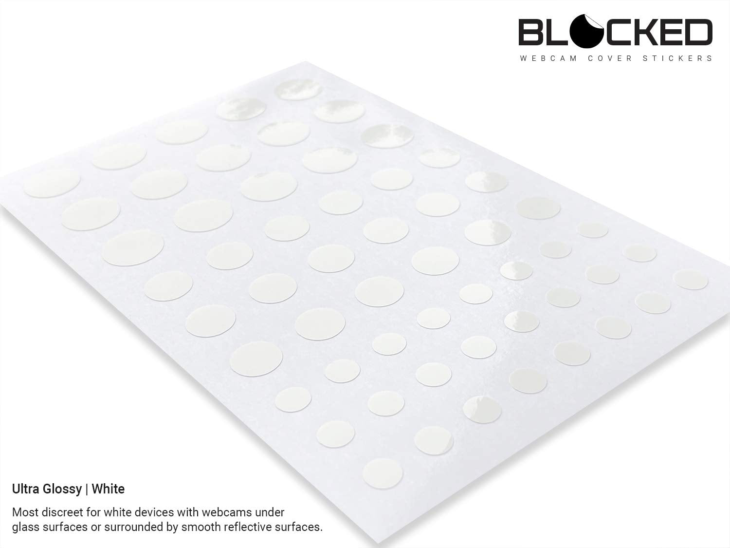 Blocked Webcam/Camera Vinyl Covers | 57 Low Tack Restickable Webcam Sticker | Multiple Sizes | White 57 Pack (Ultra Glossy)