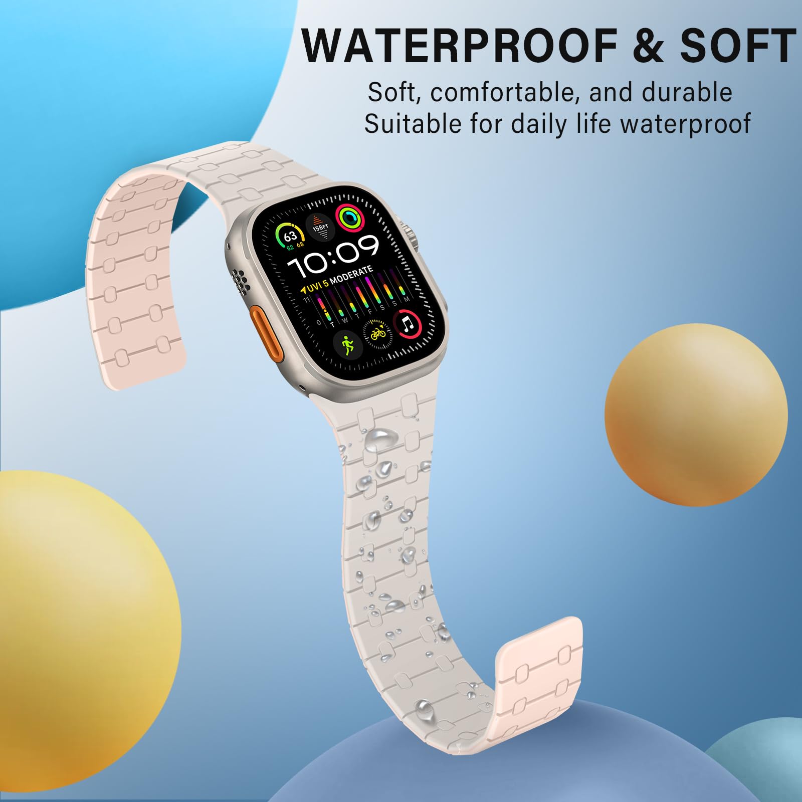 Zzdzz Compatible With Apple Watch Band 49Mm 46Mm 45Mm 44Mm 42Mm 41Mm 40Mm 38Mm, Silicone Magnetic Adjustable Loop Strap For Iwat