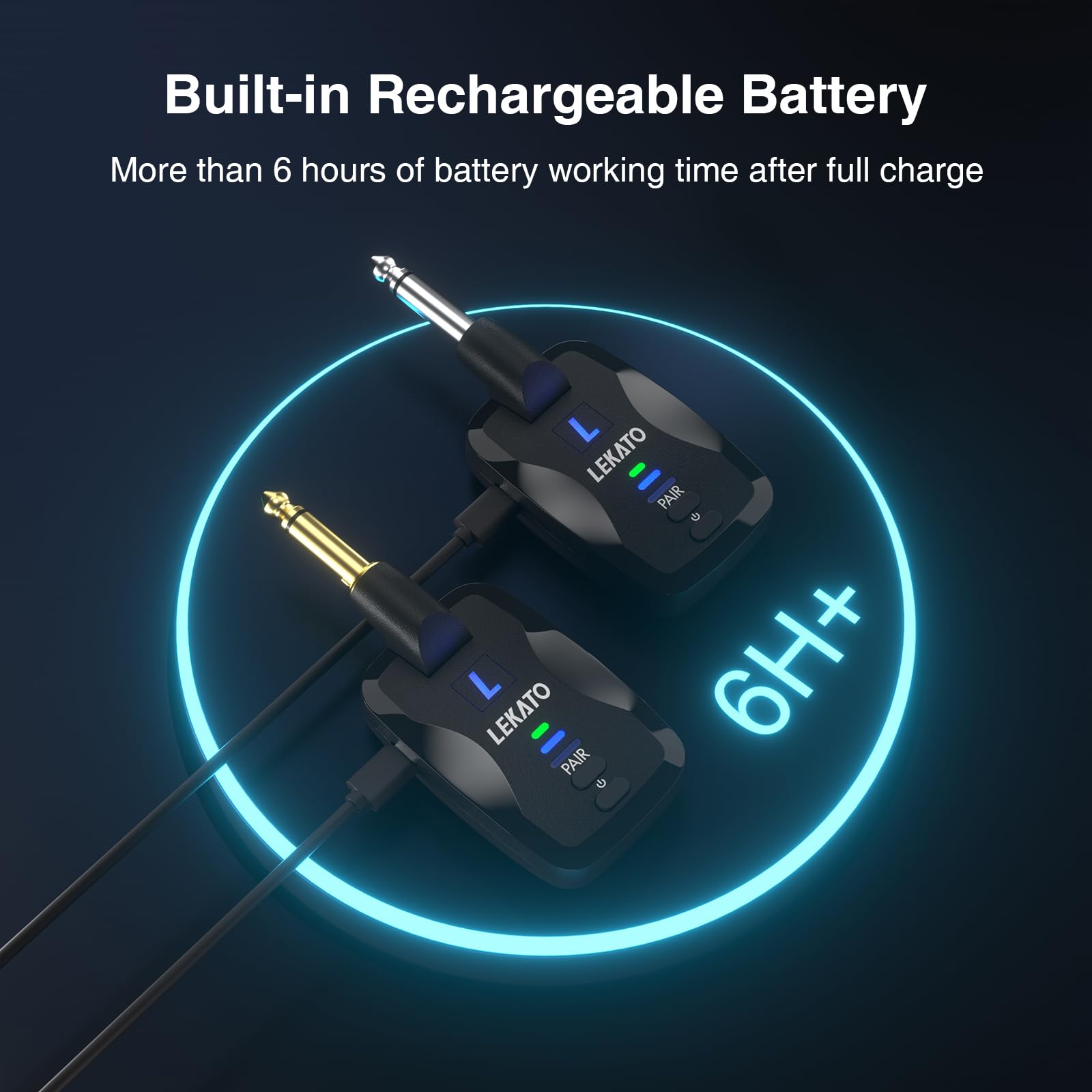 Lekato Bass Guitar Wireless System Exclusive Mute Plug For Electric Guitar Bass, 2.4Ghz Wireless Guitar Transmitter And Receiver