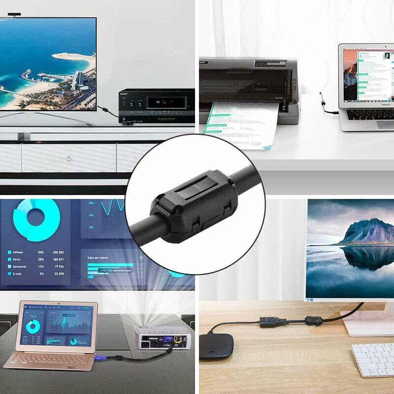 Tojoin 10Pcs Ferrite Bead Clip On Ferrite Core Rfi Emi Noise Suppressor Ferrite Rings Cable Clip For Phone, Tv, Speaker, Usb Rad