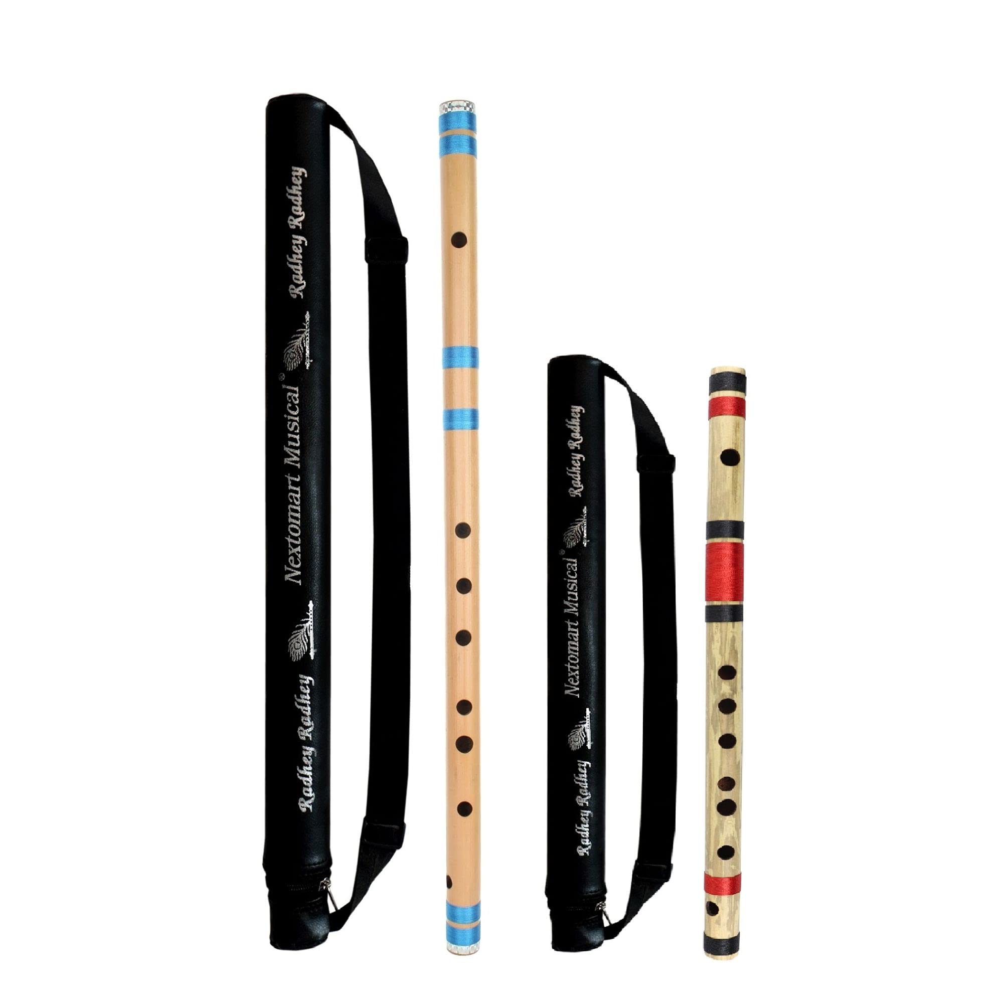 Nextomart Musical Combo Flutes Ee (23 Inch) & F Sharp (14 Inch) Bamboo Flute Bansuri With Flute Carry Bag Free