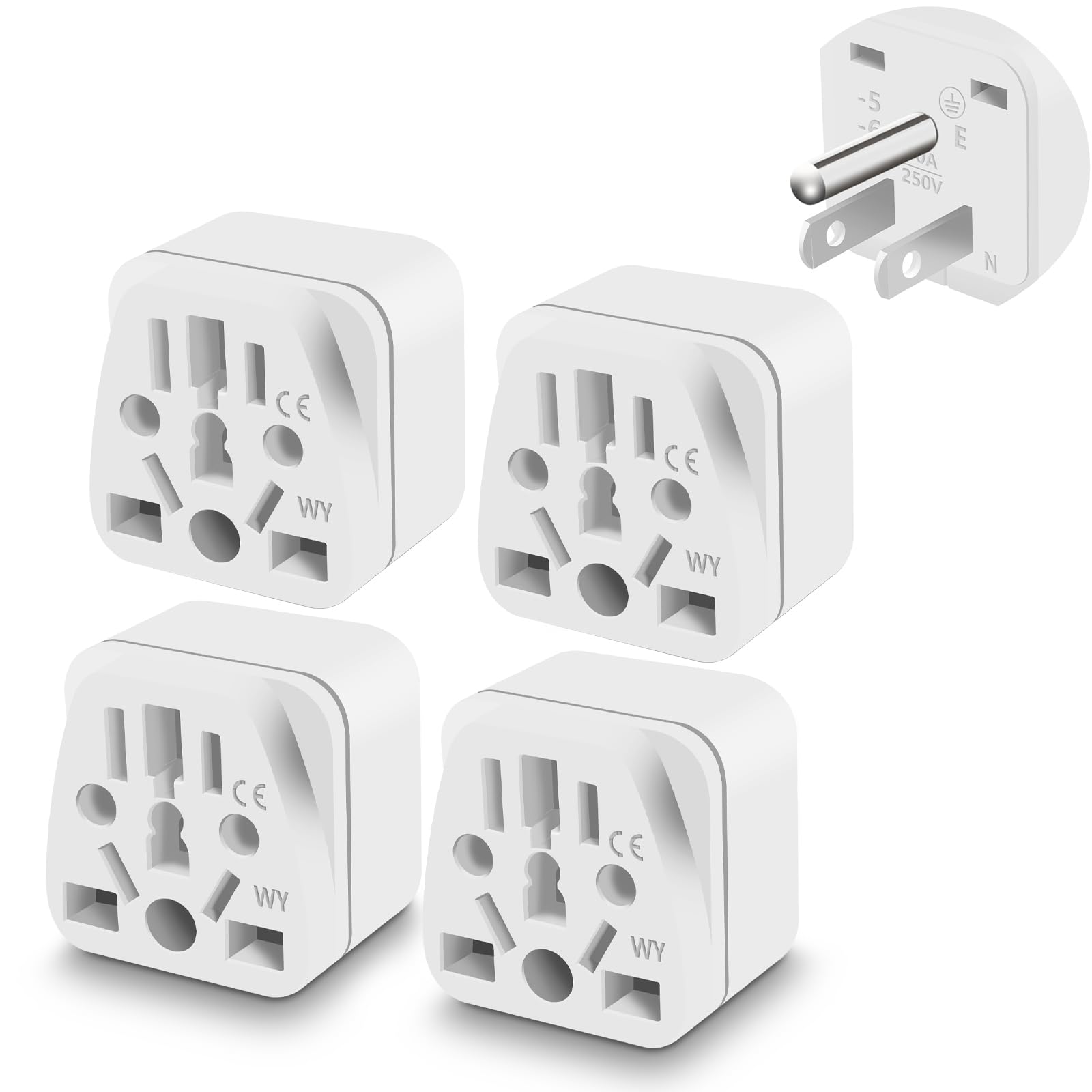 4 Pack Uk To Us Plug Adapter, European To Us Plugadapter, Travel Plug Adapters, Type B Universal To American Outlet Plug Adapter