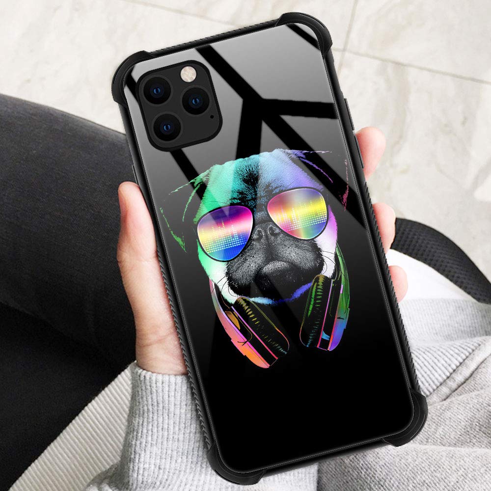 Zhegailian Case Compatible With Iphone 12,Music Dog Case For Iphone 12 Pro For Boys Men,Pattern Design Anti Scratch Organic Glas