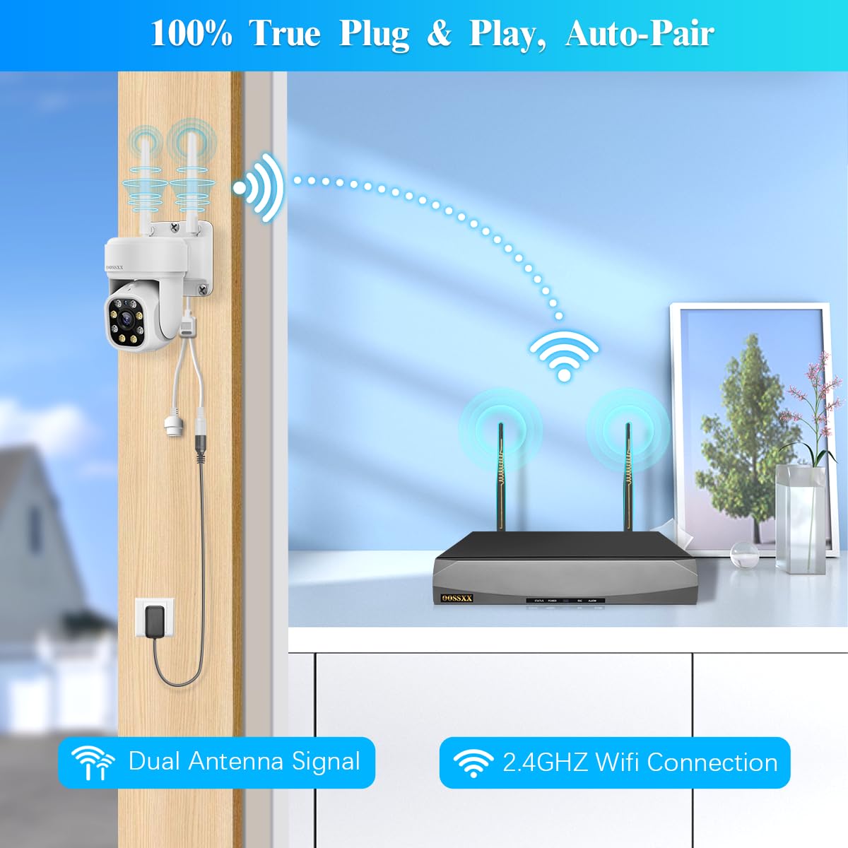 Auto Tracking & 2 Way Audio Ptz Wifi Outdoor Security Camera System Pan 5Mp Wireless Cameras System 10 Channel Nvr Video Surveillance Dvr Set