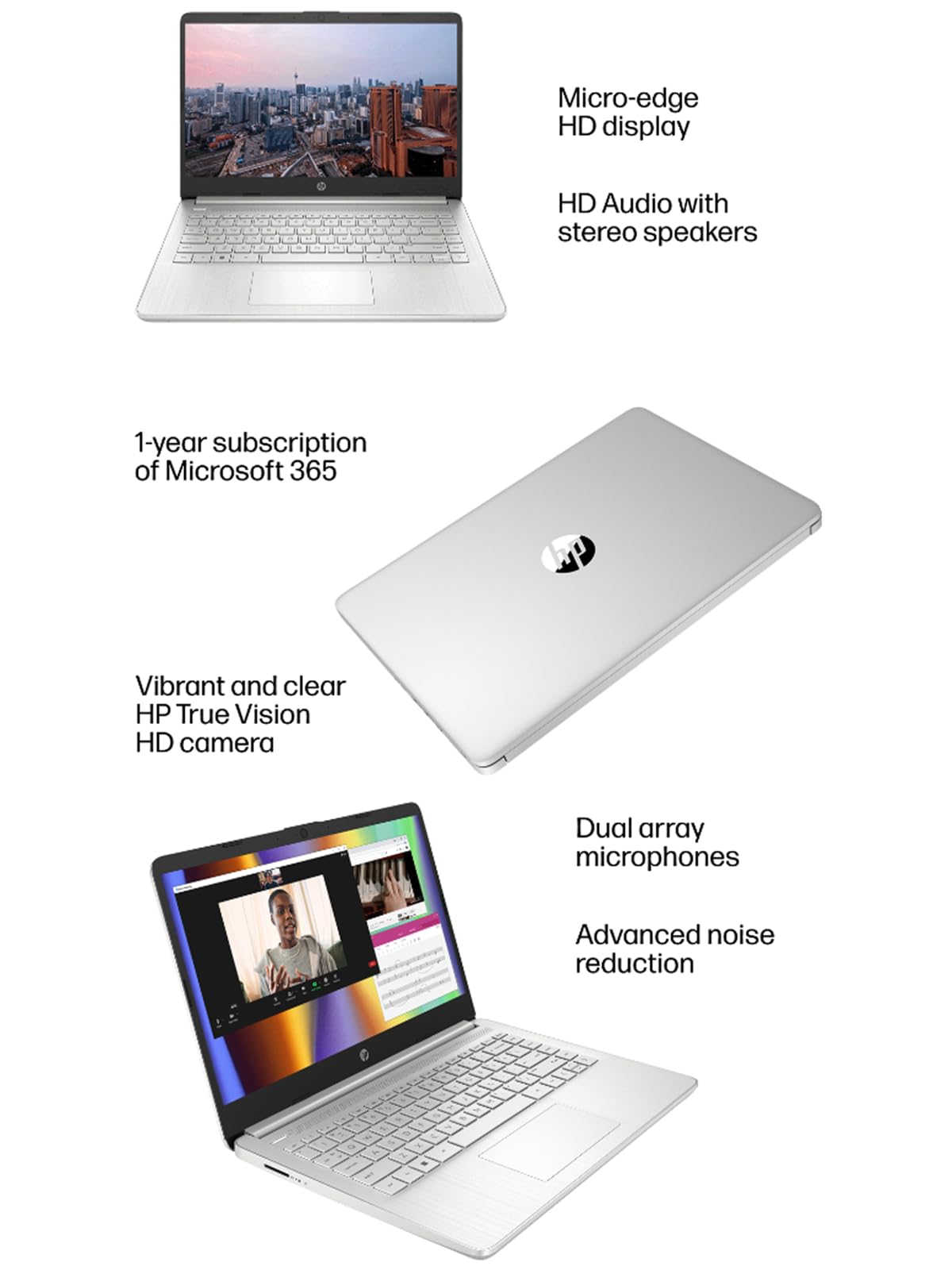 Hp 14 Laptop (14'' Anti-Glare, Intel Celeron N4120, 16Gb Ram, 256Gb Storage (128Gb Emmc + 128Gb Ist Sd Card)) School & Business,