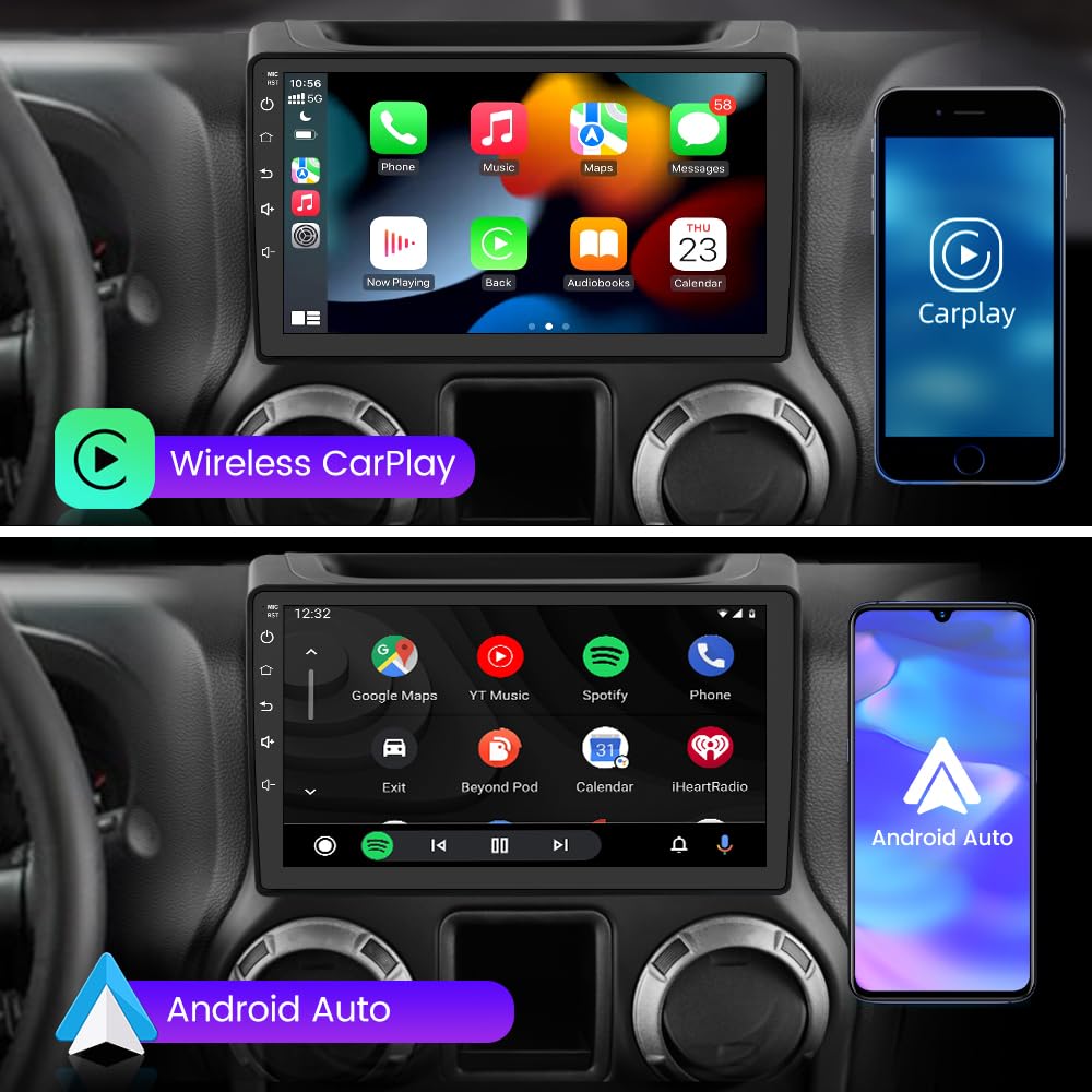 Android 13 [2Gb+64Gb] Car Radio Stereo Compatible For Jeep Wrangler Jk Gand Cherokee Dodge Ram 1500 With Wireless Carplay Androi