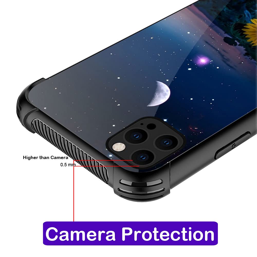 ZHEGAILIAN iPhone 13 Case Non-Slip Shockproof Four Corner Reinforced TPU Acrylic Sunflower Moon Starry Sky 6.1 inch