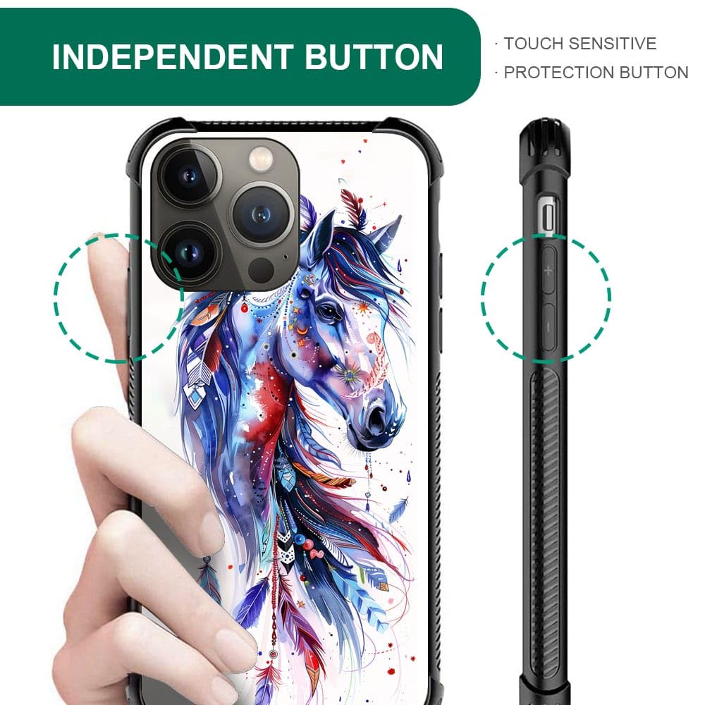 Carloca Compatible With Iphone 14 Pro Case,Drawing Sketch Rainbow Horse Art Fashion Pattern Design For Girl Shockproof Anti-Scra