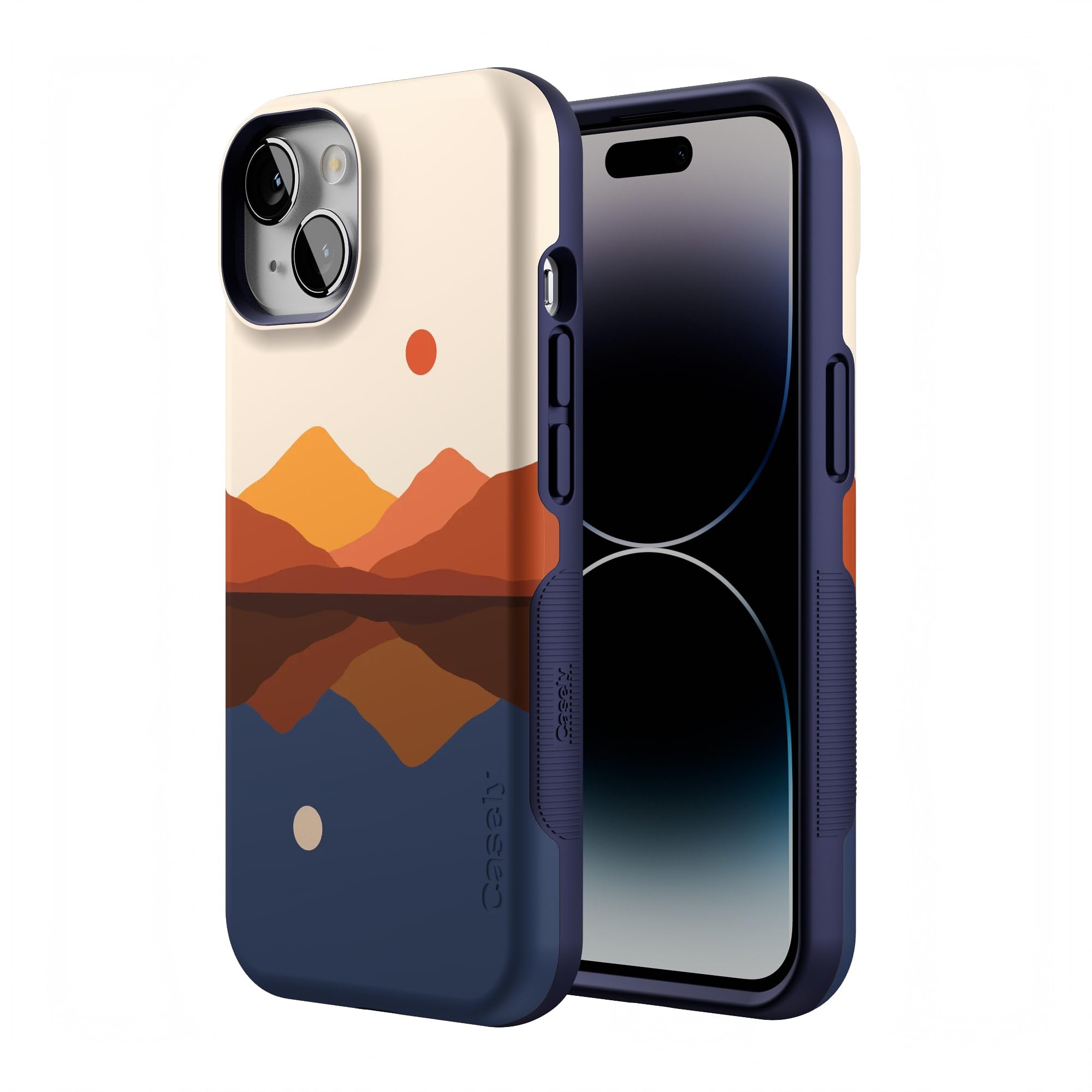 Casely Iphone 14 Case | Opposites Attract | Day & Night Colorblock Mountains | Compatible With Magsafe | Bold Protective Design