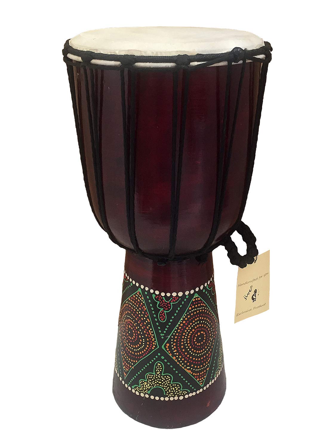 Djembe Drum African Bongo Drum Solid Wood & Hand Painted Large Size 16''   Jive Brand Professional Sound