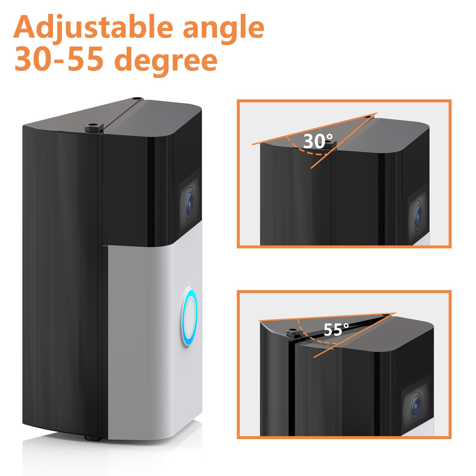 Adjustable (30 To 55 Degree) Video Doorbell Mount, Doorbell Camera Angle Wedge Kit Bracket Compatible With All New Ring Battery