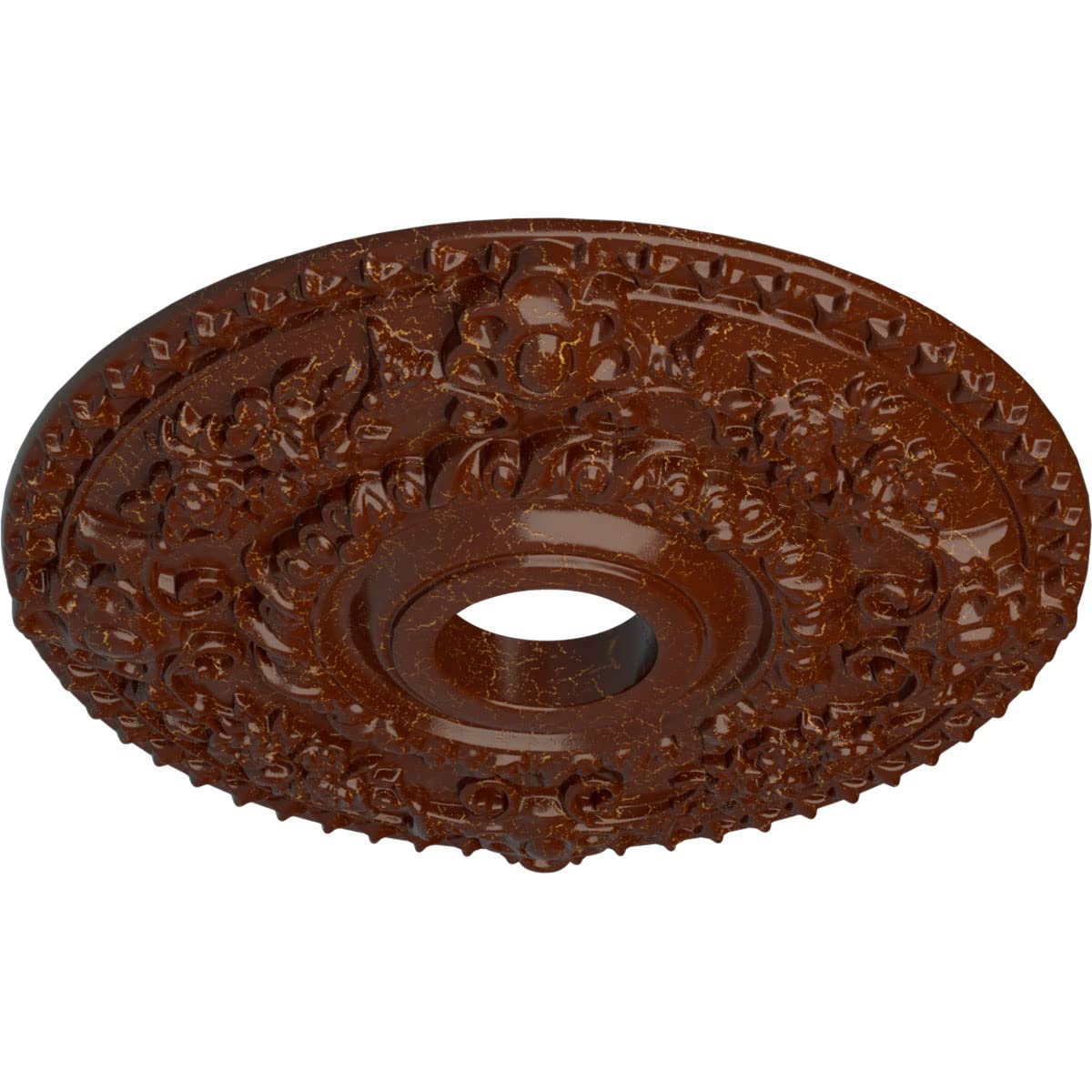 Ekena Millwork Cm18Robmc Rose Ceiling Medallion, Burnished Mahogany Crackle
