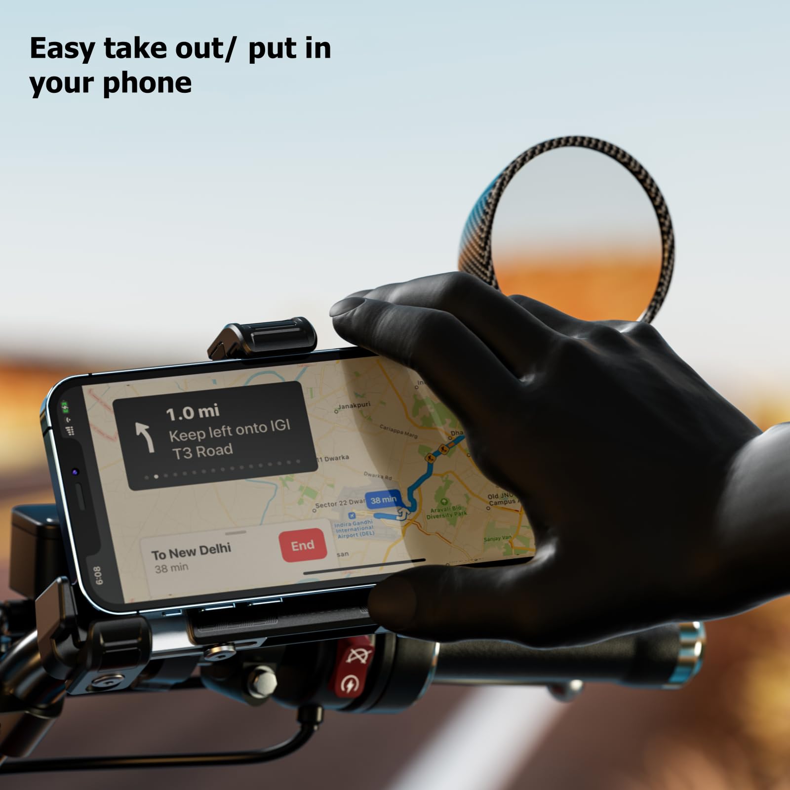 Kewig Motorcycle Phone Mount With Vibration Dampener & Not Block Camera, Safely Anti Theft Motorycle Phone Holder Handlebar Cell