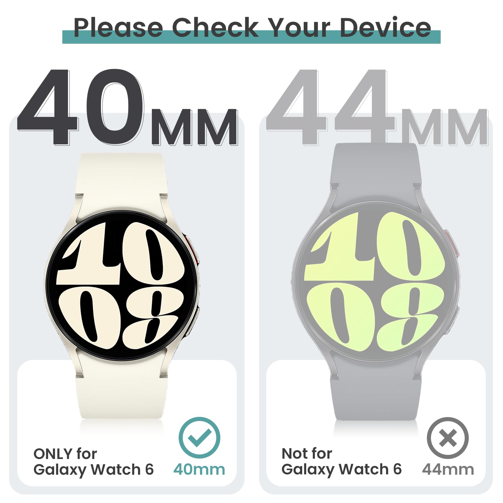 Tensea [2Pack] For Samsung Galaxy Watch 6 2023 Screen Protector Case 40Mm Accessories, Protective Face Cover For 40 Mm, Hard Bum