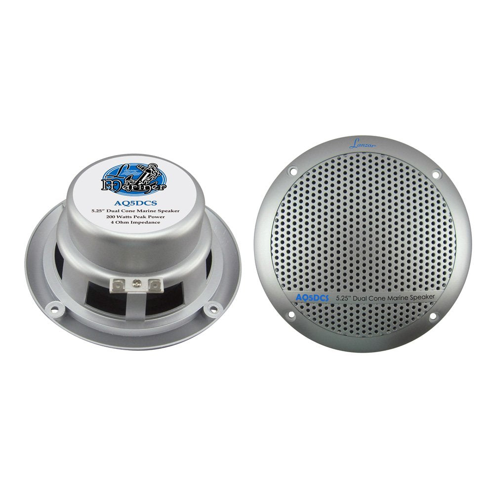 Lanzar 5.25 Inch Marine Speakers   2 Way Water Resistant Audio Stereo Sound System With 300 Watt Power, Attachable Grills And Re