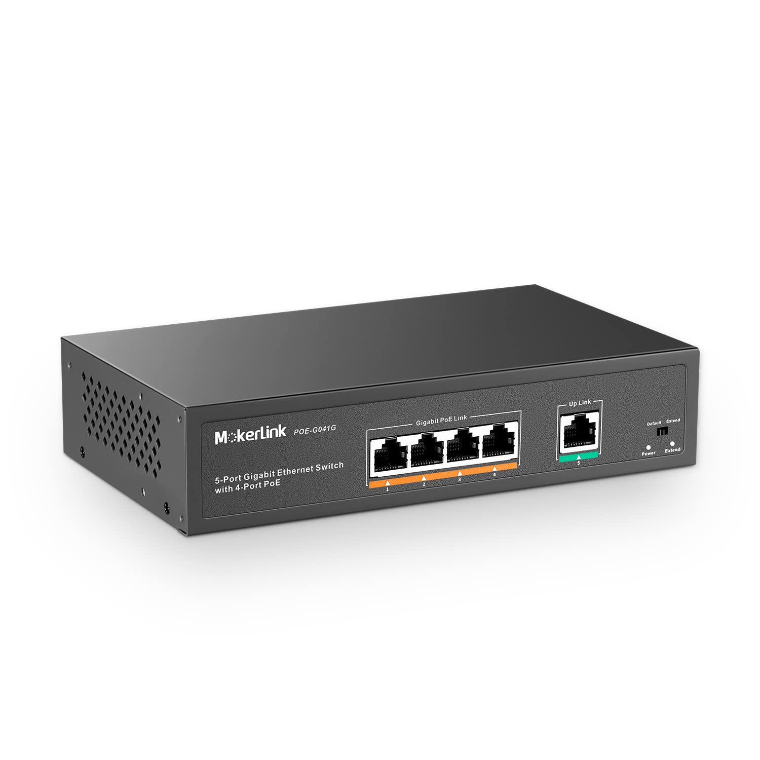 Mokerlink 5 Port Gigabit Poe Switch, With 4 Poe+ Ports 1000Mbps, 78W Ieee802.3Af/At, Unmanaged Plug And Play, Sturdy Metal Fanle