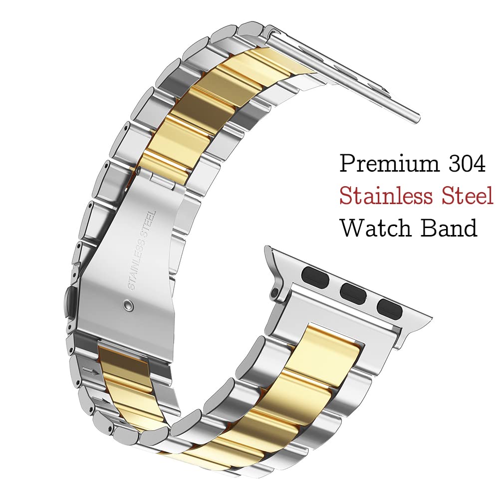 Designed For Apple Watch Band And Case, Stainless Steel Metal Chain With Tpu Cover, Smart Watch Link Bracelet Strap, Wrist Band