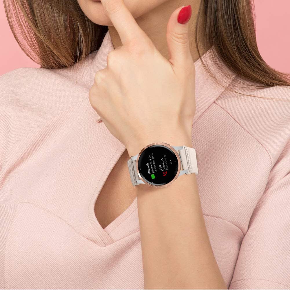 ViCRiOR 5 Pack Stretchy Nylon Watch Bands for Garmin Venu 2S/Vivoactive 4S, 18mm Adjustable Elastic Straps in Black, Starlight, Smok