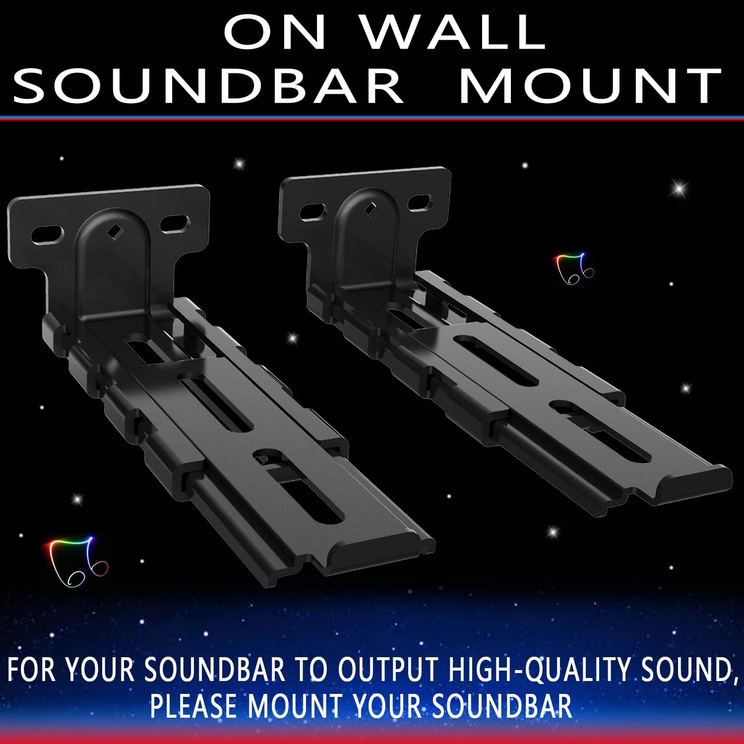 Agandax Soundbar Wall Mount Bracket Universal Soundbar Mount Shelf Depth Adjustable (3.65'' 6.65'') For Bose, Samsung, Vizio, Lg