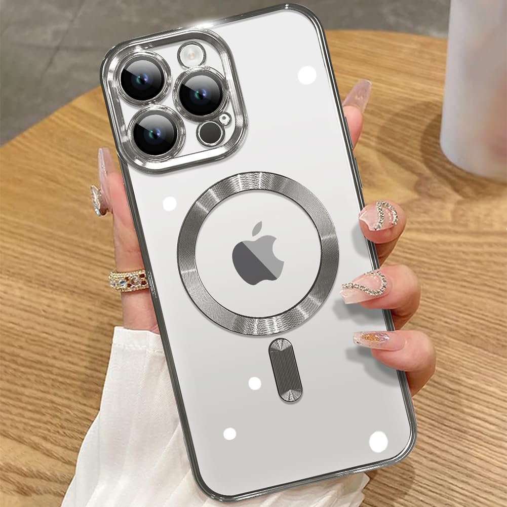 Ziye Magnetic Case For Iphone 15 Pro Max Case [Compatible With Magsafe] Full Camera Protection Clear Luxury Cover For Women Men