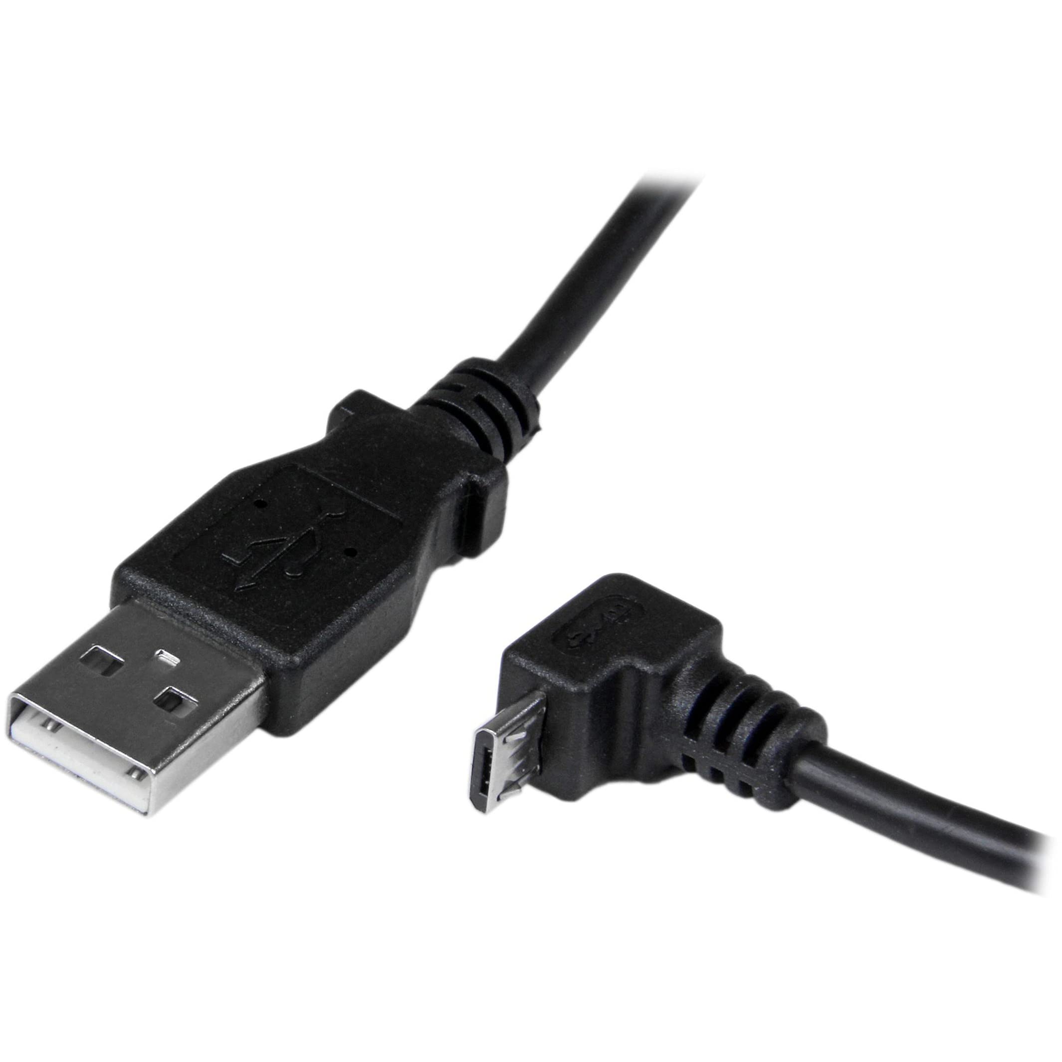Startech.Com 2M Cord   A To Down Angle Micro B   Down Angled Micro Usb Cable   1X Usb A (M), 1X Usb Micro B (M)   Black (Usbaub2