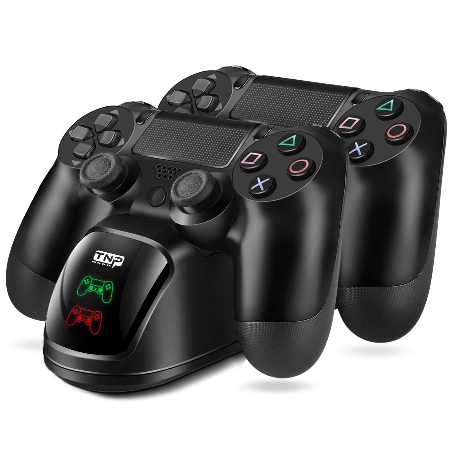 TNP PS4 Controller Charging Station Dock Stand PS-4 Dualshock Control Gamepad USB Port Dual Charger Cradle Base with Cable & LED