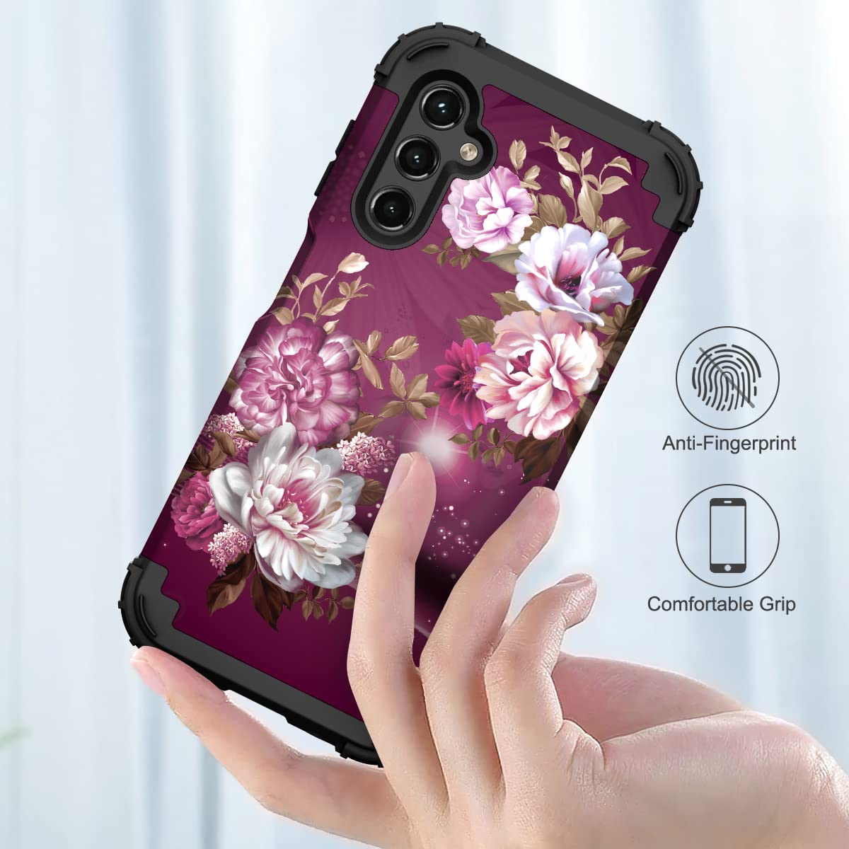 Hocase Heavy Duty Shockproof Protection Soft Silicone Rubber Bumper+Hard Plastic Hybrid Protective Case For Samsung Galaxy A14 5