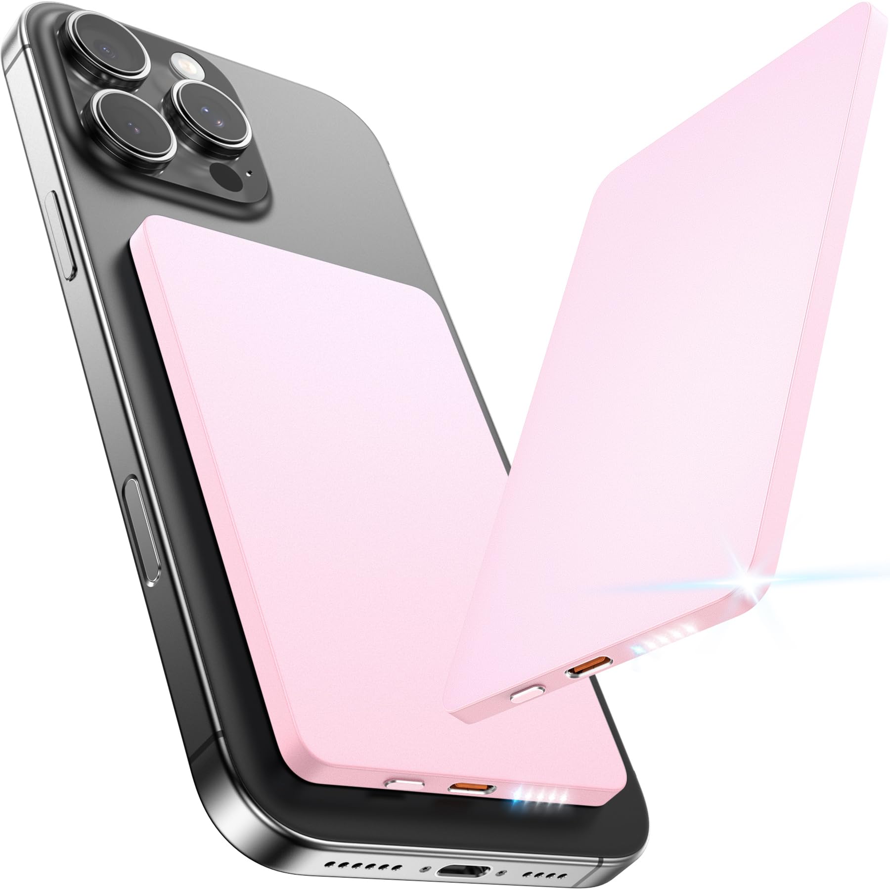 5000mAh for Magsafe Battery Pack 22.5W Wireless Power Bank, Rose Gold