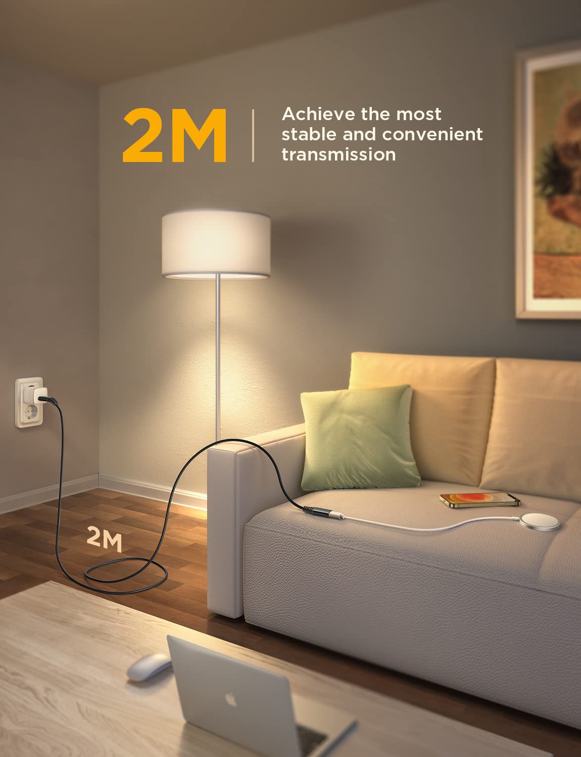 Ainope [2M/6.6Ft Usb C Extension Cable [Usb 3.2/10Gbps] Sync Transfer Extender Nylon Braided 100W/5A Fast Charging Compatible Wi