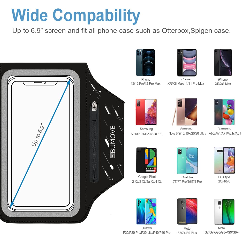 Pixel 8/8 Pro Armband, Bumove Gym Running Workouts Sports Phone Arm Band For Google Pixel 7, 7 Pro, 6, 6 Pro Up To 6.9 Inch With