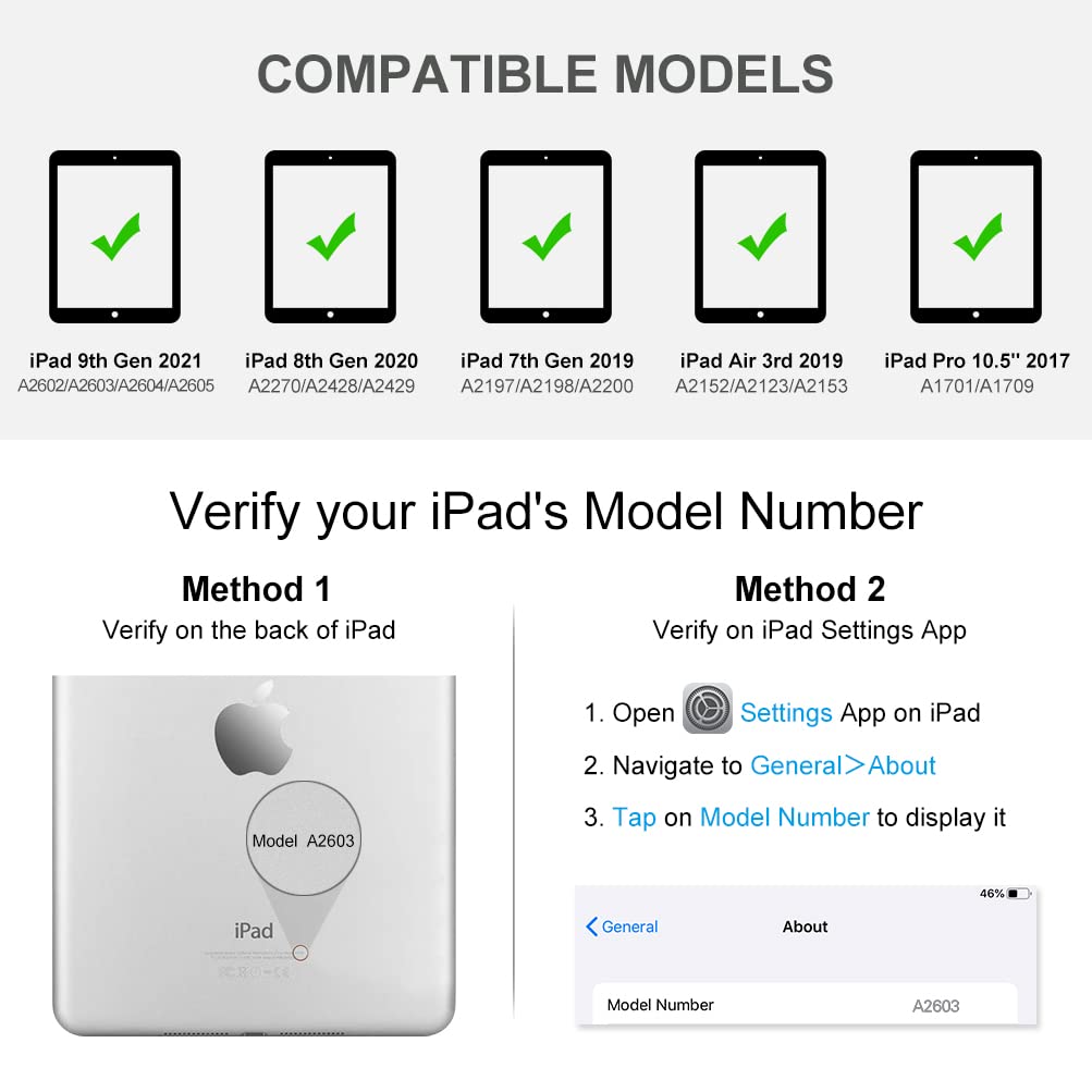 Mmk For Ipad Keyboard Case For 10.2 9Th/8Th/7Th Generation 2021/2020/2019, Detachable Wireless Bt Keyboard With Magnetic Protect