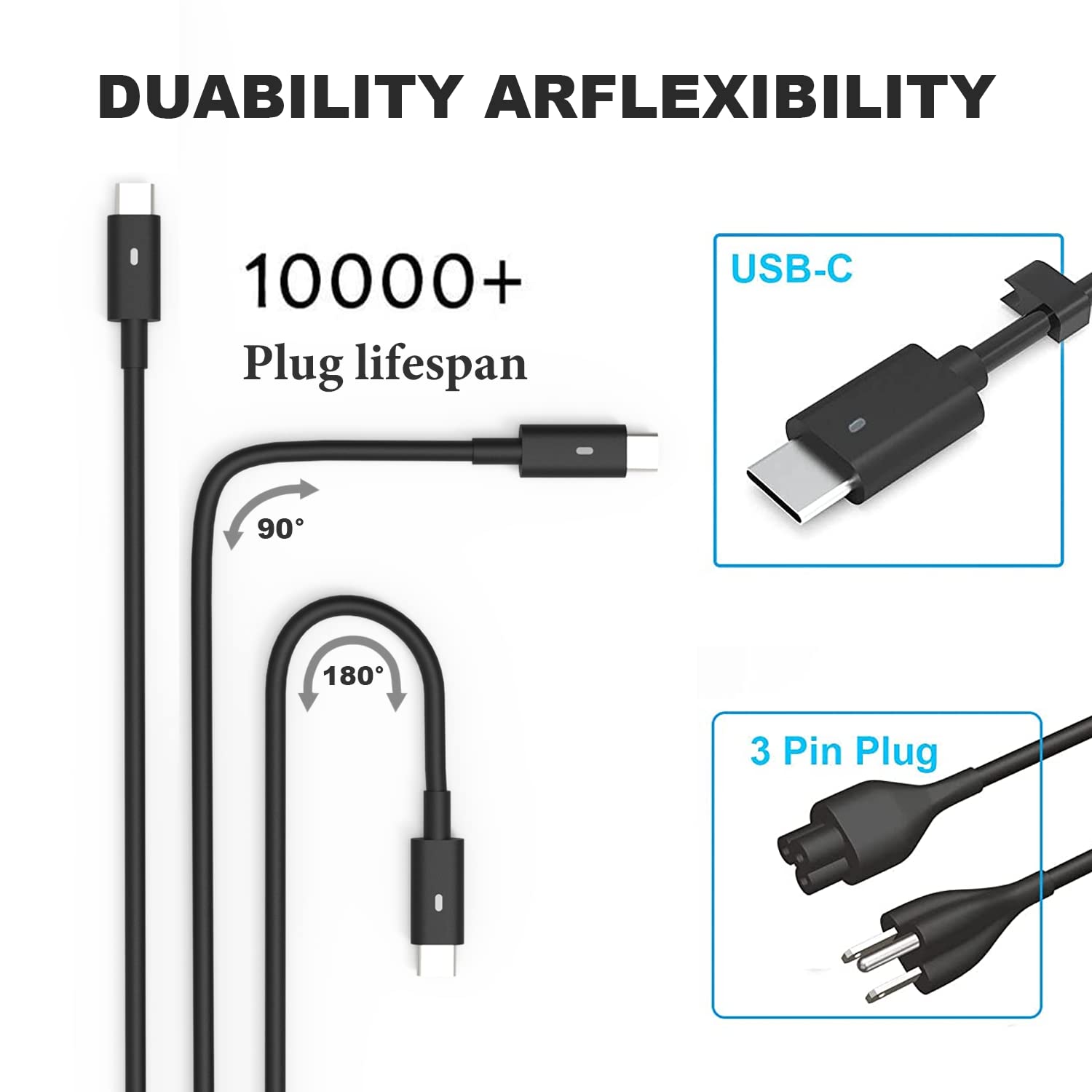 65W 45W Usb C Type C Laptop Charger Replacement For Dell Latitude 7275 7370 5420 5285 5290 5520 Xps 13 9250 9360 9365 9370 9380
