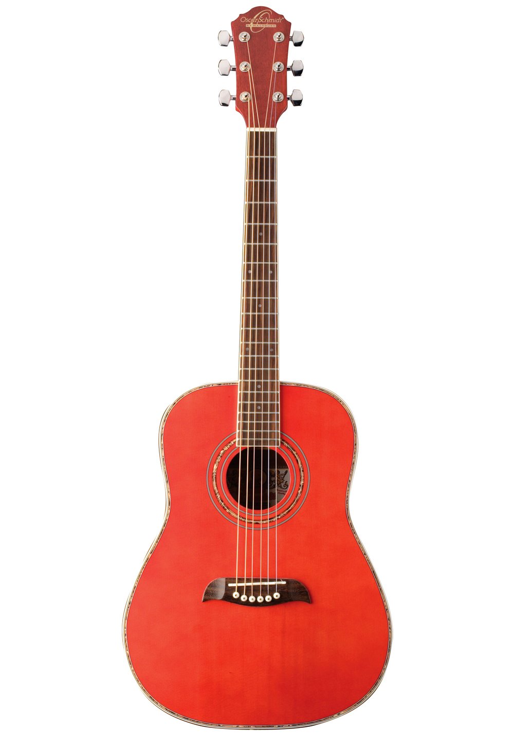 Oscar Schmidt Og1 3/4 Size Acoustic Guitar   Transparent Red