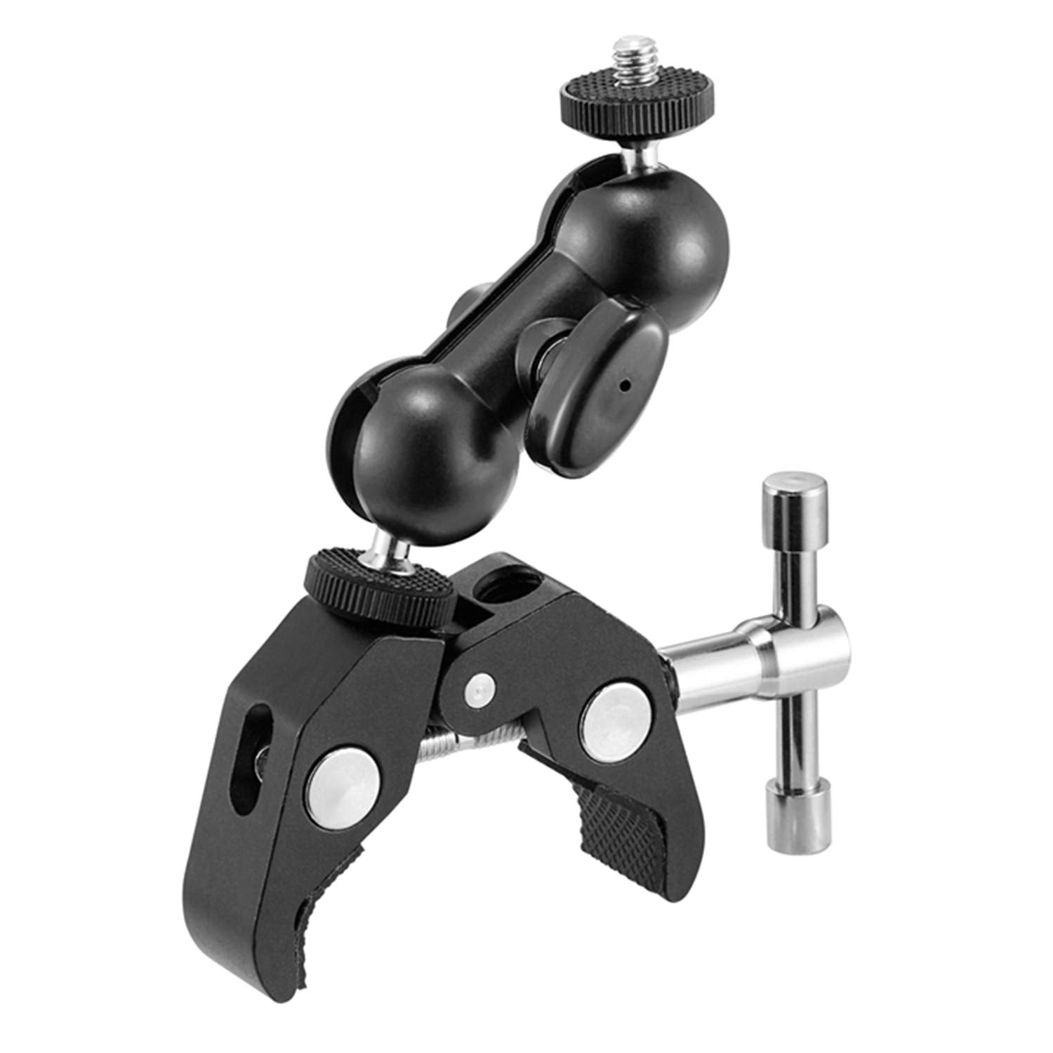 Wanby Double Ballhead Magic Arm Camera Clamp Mount Monitor Mount Bracket With Super Clamp With 1/4'' And 3/8'' Thread For Dslr C