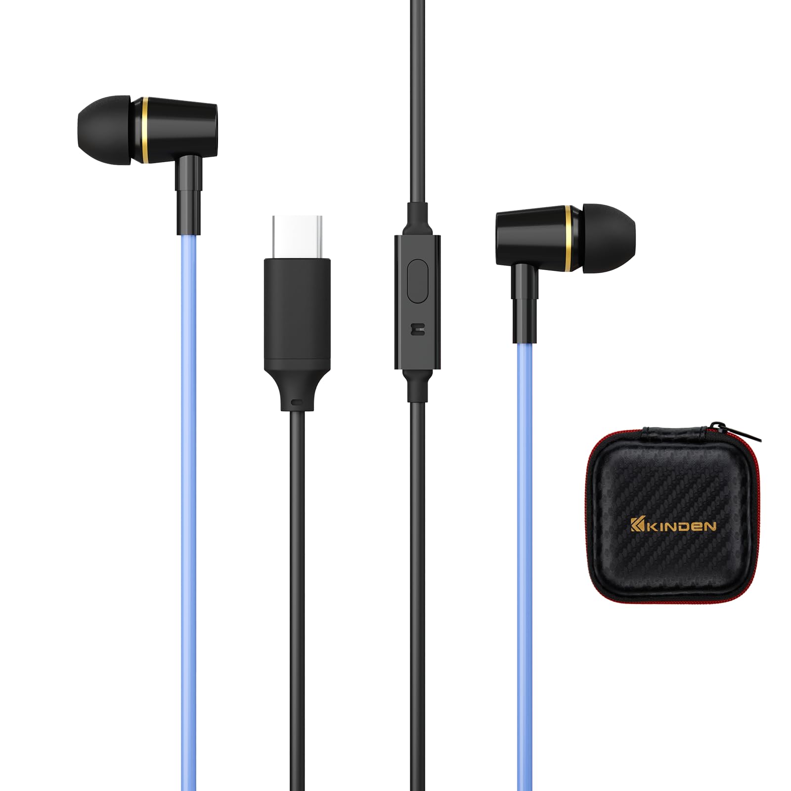 Kinden Air Tube Headphones Usb C Headphones Wired For Iphone 16 15,Usb Type C Earbuds Earphones With Microphone Noise Cancelling