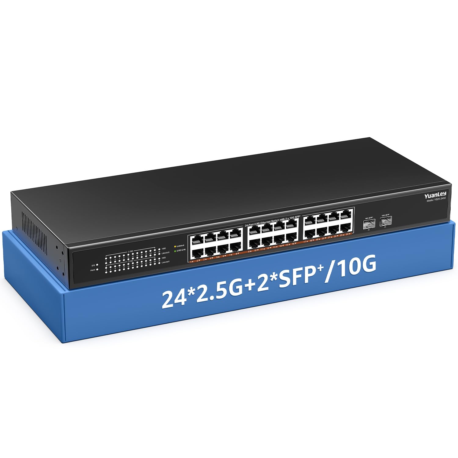 26 Port 2.5G Umanaged Ethernet Switch, 24 X 2.5Gb Base T Ports, 2 X 10G Sfp+, Compatible With 100/1000/2500Mbps, Metal Fanless,