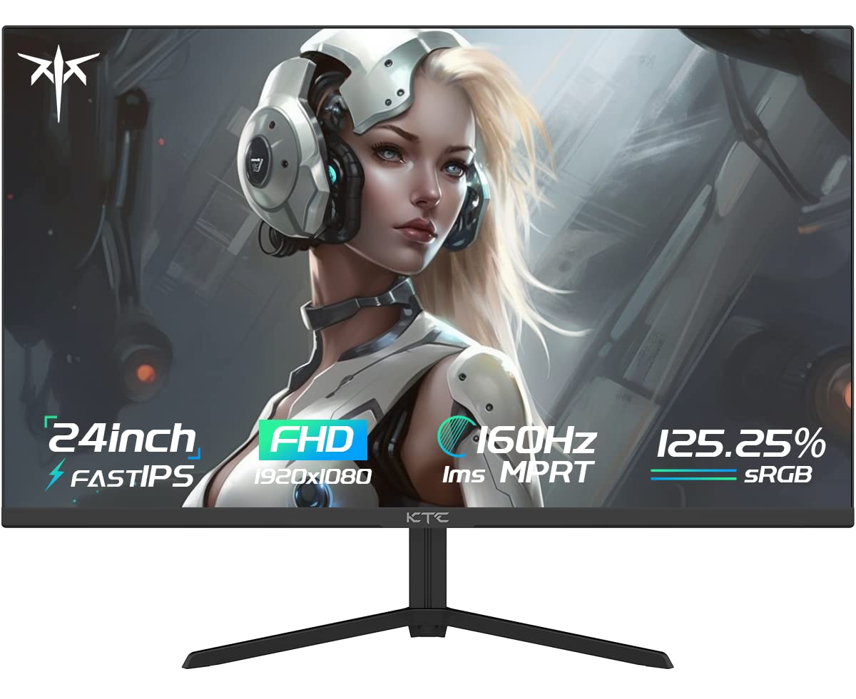 Ktc 24 Inch Gaming Monitor Fhd 1080P Fast Ips 165Hz, 125% Srgb 1Ms Hdr Zero Frame Computer Monitor, Hdmi 2.0X2, Displayport 1.4X