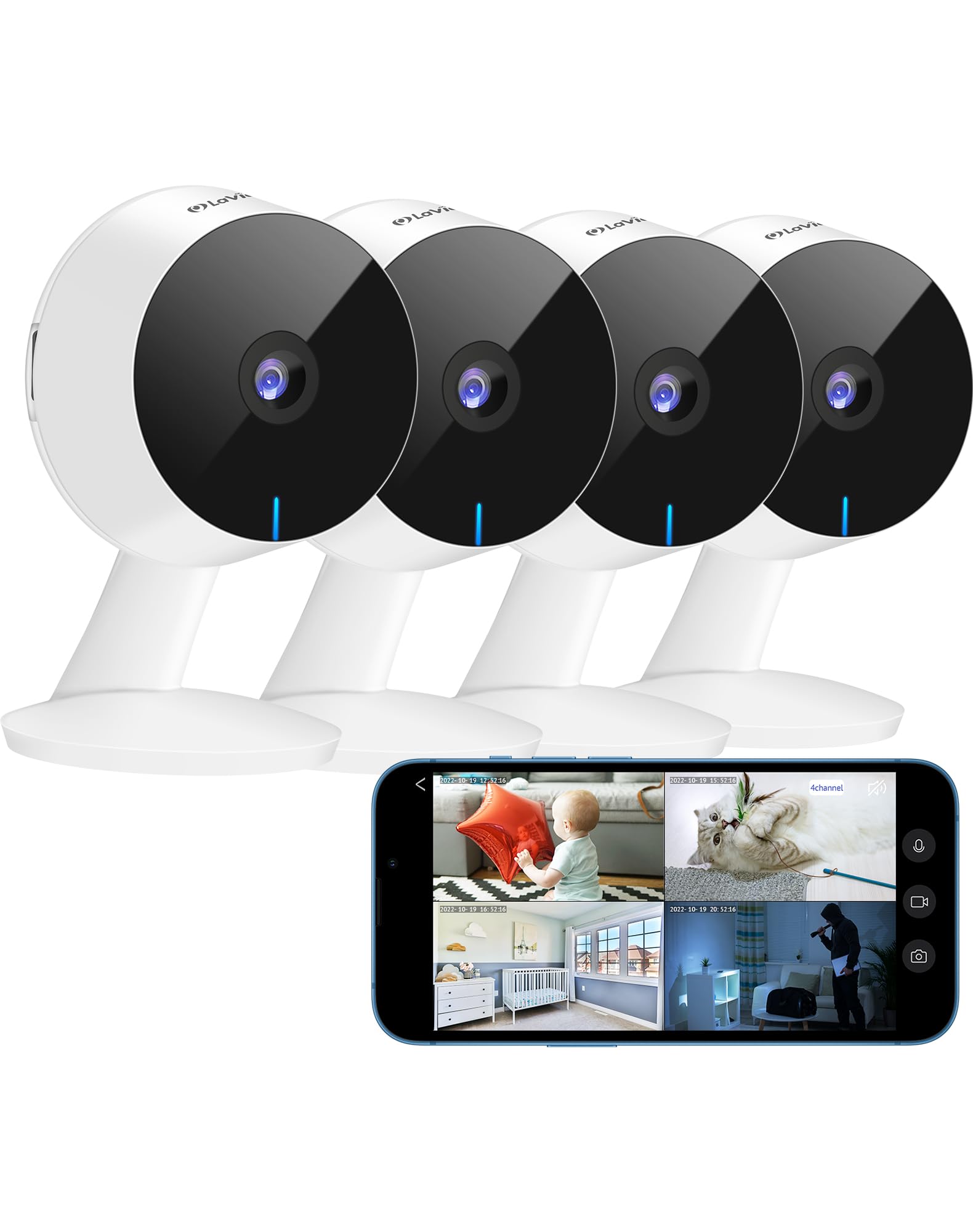 Laview 4Mp 2K Cameras For Home Security Indoor, 5G& 2.4Ghz Home Security Camera For Baby/Elder/Pet/Nanny,Us Cloud Service,Compat