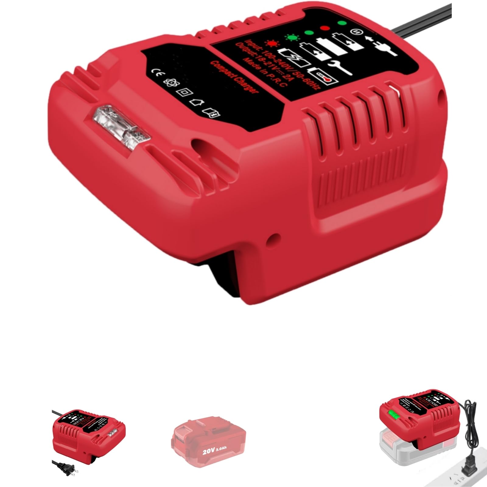 for Bauer 20V Battery Charger - Compact & Lightweight, 1/3 Smaller Than Original, Space-Saving Design for Travel (110V for Home