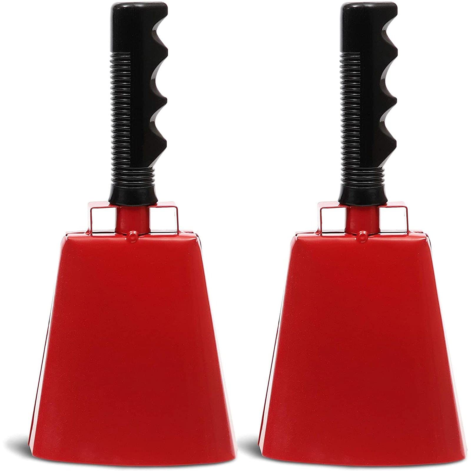 2 Pack 9.5 Inch Cowbells For Sporting Events, Percussion Noise Makers With Handle For Football Games, Stadiums (Red)