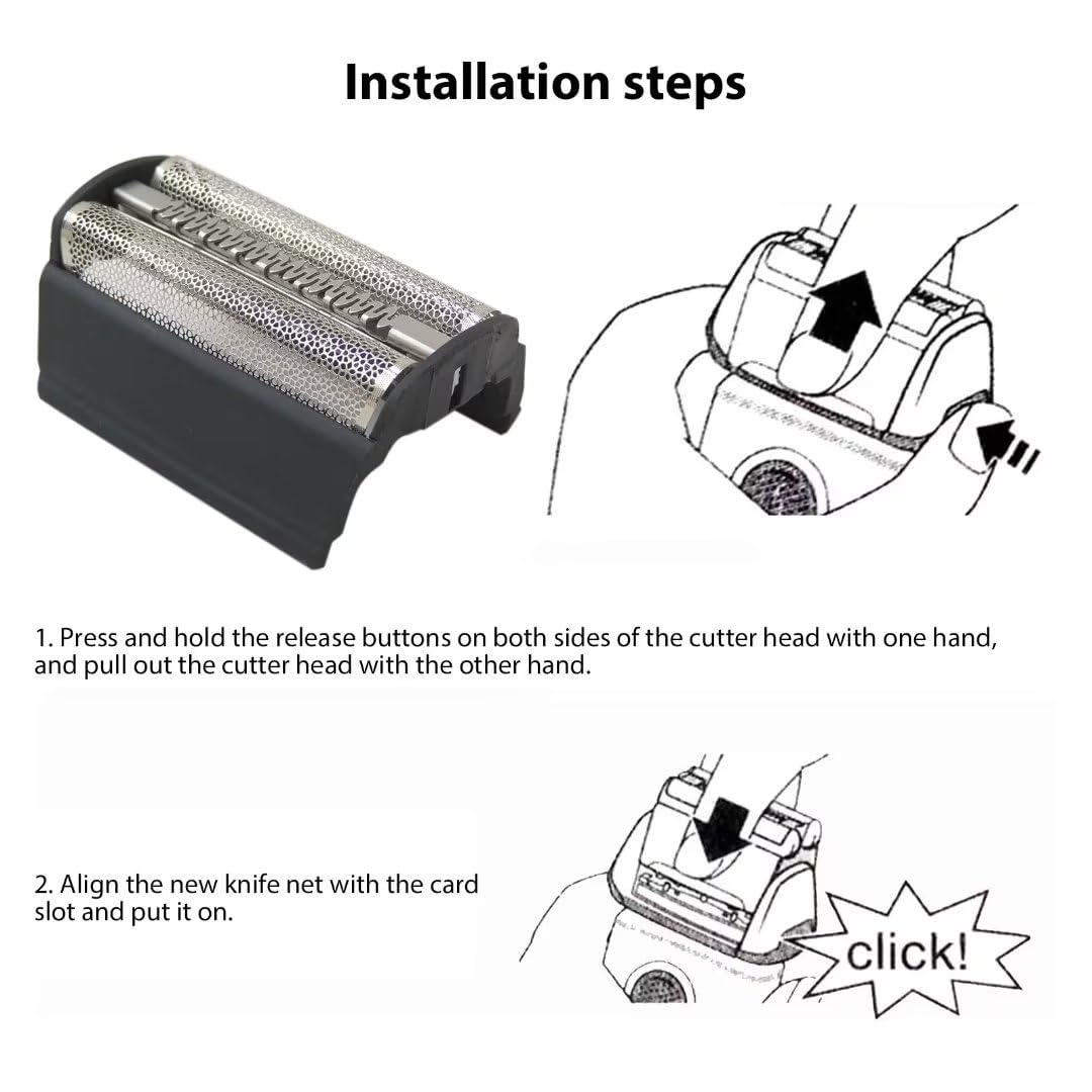31B Electric Shaver Replacement Foil Head With Cutter Compatible For B Raun 5000 6000 Series 6012, 6015, 6312, 6510, 6512, 6515,
