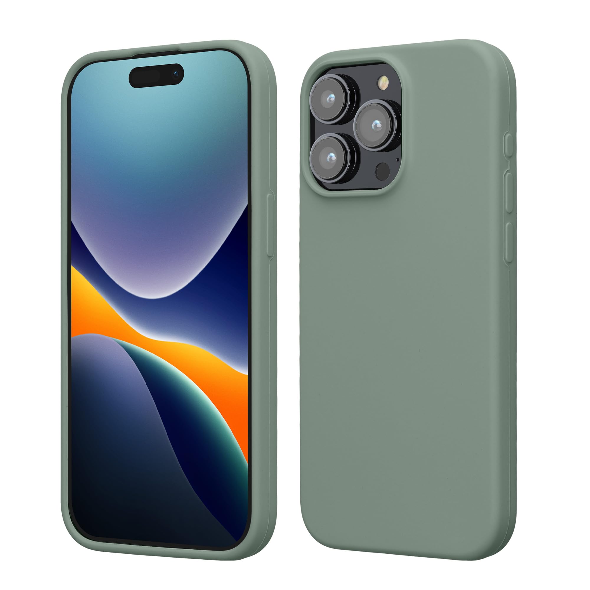kwmobile Case Compatible with iPhone 15 Pro Max Case - Slim Soft TPU Silicone Cover - Rainwashed Green